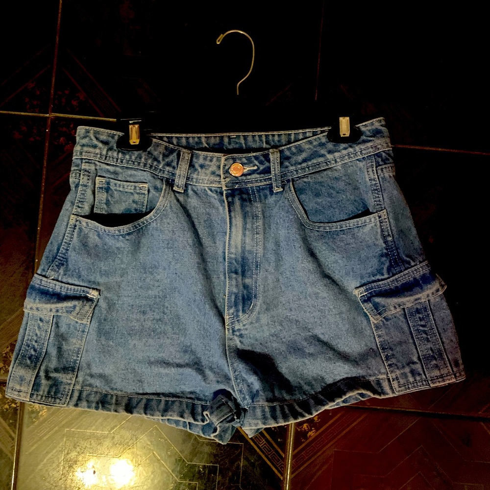 Denim cargo shorts